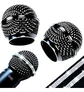 RhymKawa Mic Black Grille with Bling Microphone Decorative Band Crystal for Shuer SM58 Beta 58A R...