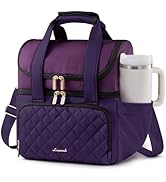 LOVEVOOK Insulated Lunch Bag For Women,Large Double Deck Adult Lunch Box,Teacher Lunch Tote Bag W...