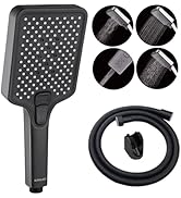 Eurolife High Pressure Handheld Shower Head -4 Spray setings - Luxury Modern Chrome Look, Built-i...
