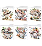 JISHSHAY 6 PCS Diamond Painting Greeting Cards Gnome Diamond Art Birthday Cards with Envelopes Ge...