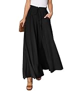 Dokotoo Pants for Women Casual Elastic Waist Wide Leg Pants with Pockets