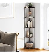 SUNMORY 5 Tier Corner Shelf Stand,Industrial 65" Corner Shelves Display Shelf for Living Room Dec...
