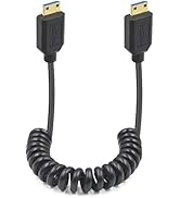 Dutttek 8K Mini HDMI to Mini HDMI Coiled Cable, 48Gbps Mini HDMI 2.1 Cable, Extreme Slim/Thin Min...