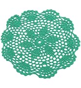 Green Round Hand Crochet Cup Coaster Dinning Table Centerpiece Floral Lace Doily Placemat Table M...