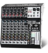 MICNAUX Audio Mixer 8 Channel Professional Sound Mixer Console with 99 DSP Effects, Mixing Board ...