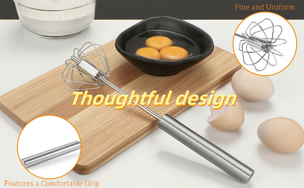 Stainless Steel Egg Whisk, Digead Hand Push Rotary Whisk Blender