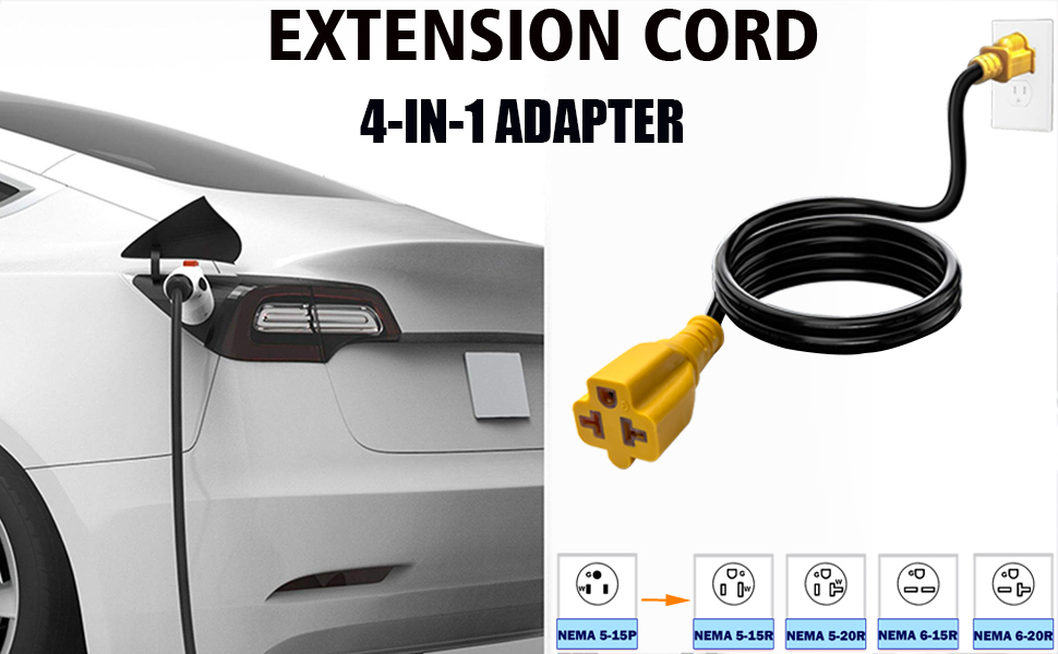 12AWG Heavy Duty Extender AC Plug Adapter [4-in-1]