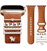 DaQin Flower Engraved Band Compatible with Apple Watch Band 40mm 38mm 41mm 44mm 42mm 45mm 49mm Wo...