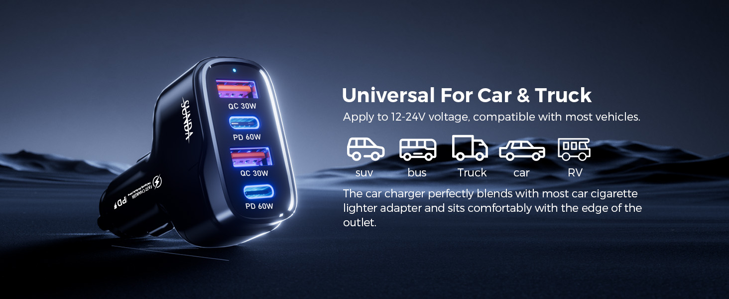 Apply to 12-24V voltage, compatible with most vehicles.