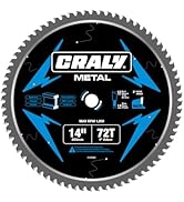 CRALY 14 Inch 72 Teeth Steel and Ferrous Metal Cutting Circular Saw Blade, 1 Inch Arbor, Thin Ker...