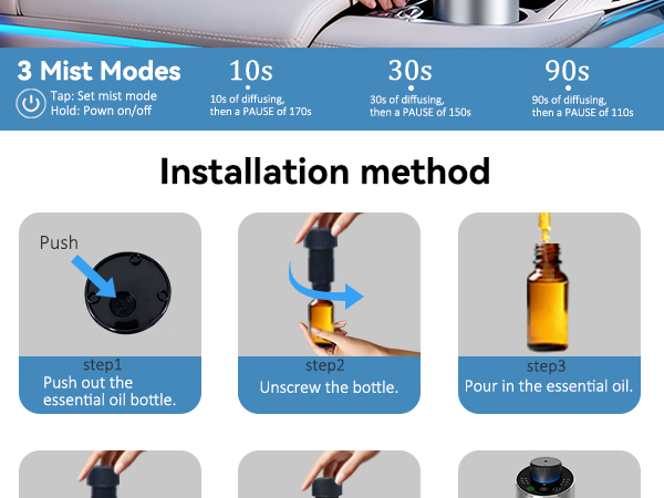 waterless diffuser essential oil scent aromatherapy sentiment portable mini freshener car home room