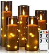 Homemory Flameless Candles with Star String Fairy Lights, Battery Operated Candles, LED Candle, F...
