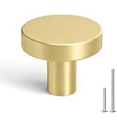homdiy 10 Pack Gold Cabinet Knobs, Round Kitchen Drawer Knobs for Cabinets, Metal Handles for Des...
