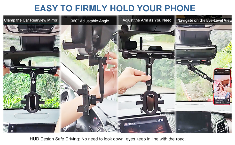 Rear View Mirror Phone holder HUD design Safe Driving