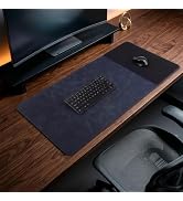 HAUTOCO Cork Desk Mat 36''x17'', Distressed PU Leather &amp; Cloth Desk Pad | Waterproof, Non-Slip, S...