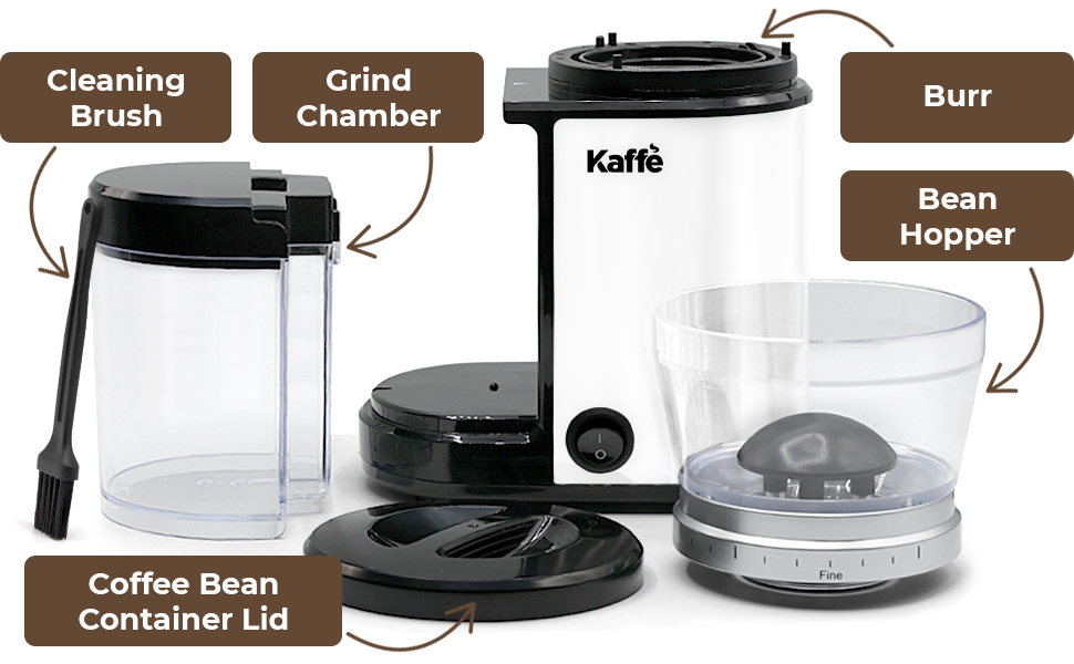 Kaffe Burr Coffee Grinder Electric Adjustable Settings for Precision Coffee Bean Grinding
