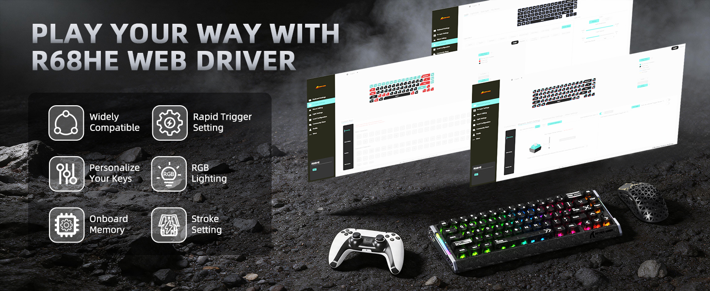 ATTACK SHARK R68 HE 60% Wired Rapid Trigger 8K Mechanical RGB Gaming Keyboard with 0.005mm Accuracy