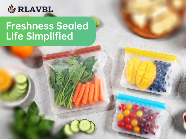 RLAVBL Reusable Freezer Bags Seal Freshness