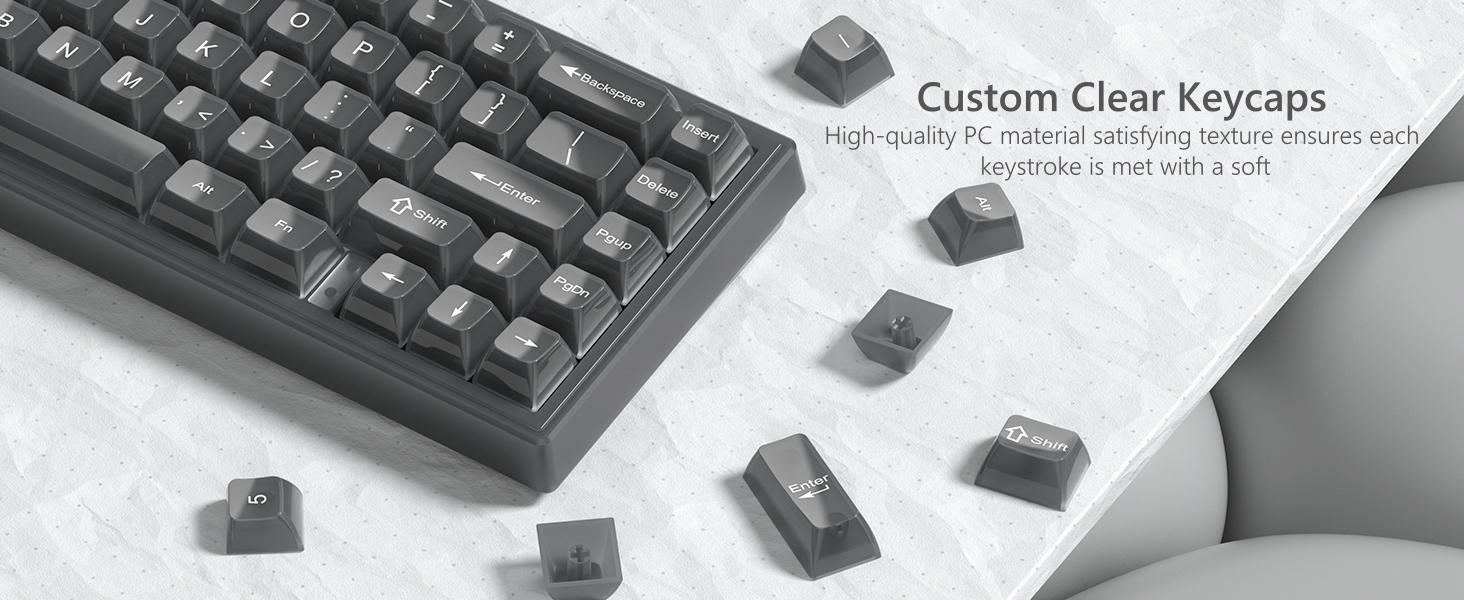 Keycaps Clear, White Keycaps 60 65 75 100 Percent, Transparent Jelly Cute Custom Key Cap