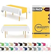 Yellow 12 Pack Premium Disposable Plastic Table Runner 14 x 108 Inch. Table Runner for Dinner Par...