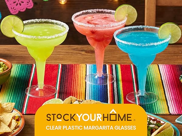 StockYourHome - Clear Plastic Margarita Glasses