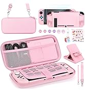 Younik Switch Accessories Bundle, 17 in 1 Pink Switch Accessories Kit for Girls Include Switch Ca...