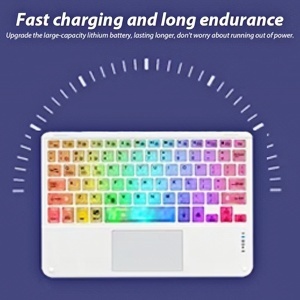 7-Color Backlit Ultra-Slim Transparent Bluetooth Keyboard with Built-in Touchpad and Mouse