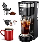 All-in-1 Single Serve Coffee Maker, Fit 7.8" Travel Mug, Hot &amp; Iced K Cup Coffee Machine with 5 B...