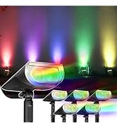 Linkind Solar Lights Outdoor StarRayS, Color Changing Solar Spot Lights, IP67 Waterproof Soalr Po...