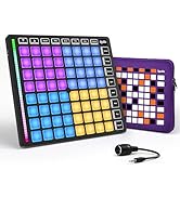 Synido MIDI Pad Beat Maker Machine with 64 Velocity Sensitive RGB Pads, Portable MIDI Controller ...