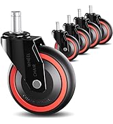 TESUMI Anti-Tangle Office Chair Wheels 3 Inch Roller Blade Wheels Replacement, Universal Fit Stem...