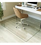 Koonmi Tempered Glass Chair Mat for Hardwood Floors &amp; Carpets, 30" x 48“ Transparent Heavy Duty O...