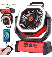 TDLOL Battery Powered Fan,20000mAh Portable Rechargeable Camping Fan Battery Operated with LED La...