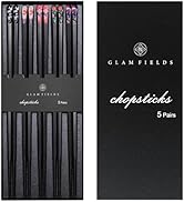 GLAMFIELDS 5 Pairs Premium Chopsticks Reusable Dishwasher Safe 9.5 Inch Fiberglass Chop Sticks Gi...