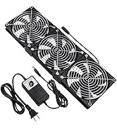 Wathai Dual Ball 3 x 120mm DC 12V Big Airflow Fan with 110V - 240V AC Speed Controller for DIY Ca...