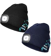 Wmcaps Stocking Cap Stuffers Bluetooth Beanie with A Light, 2-Pack Flashlight Headlamp Winter Hat...