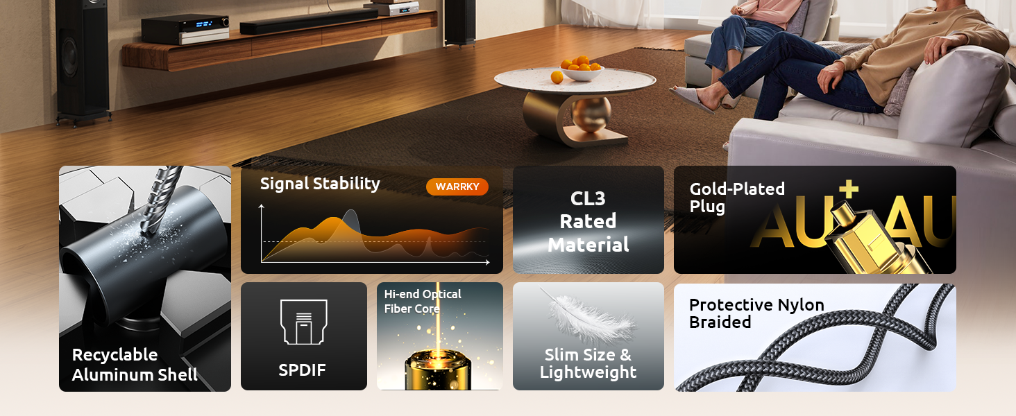 WARRKY Optical Cable is equipped with enhanced durability with premium materials.