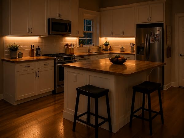 Warm White Motion Sensor LED Strip Lights with Rechargeable