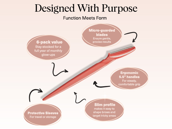 Kitsch Dermaplane Razor Eyebrow Trimmer Recycled Plastic Dermaplaning and Skin Care Tool Coral