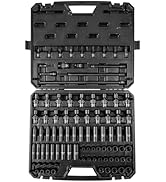 VEVOR Impact Socket Set 3/8" Drive, 90 PCS, CR-MO, SAE 1/4"-3/4" Metric 6-19mm, with Shallow &amp; De...