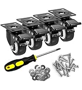ASHGOOB 2" Caster Wheels Set of 4, Heavy Duty Casters with Brake, No Noise Locking Polyurethane (...