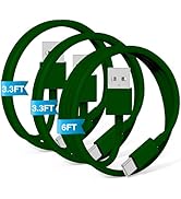 3-Pack Green [3.3FT+3.3FT+6FT] USB A to USB C Cable,USB to USB C Car Carplay Cable for iPhone 16 ...