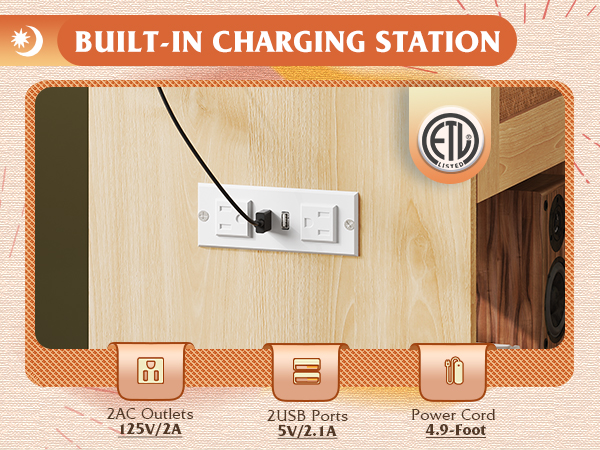 small side table with charging station