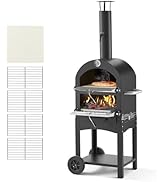 VEVOR Outdoor Pizza Oven, 12" Pellet Fire Ovens, 2-Layer Pizza Oven Wood Fired, Wood Burning Outd...