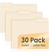 SUNEE File Folders, 30 Pack Manilla Folders 8.5 x 11, 1/3 Cut Tab for Easy Labeling and Organizat...
