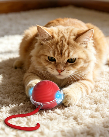 moving cat toy red balls