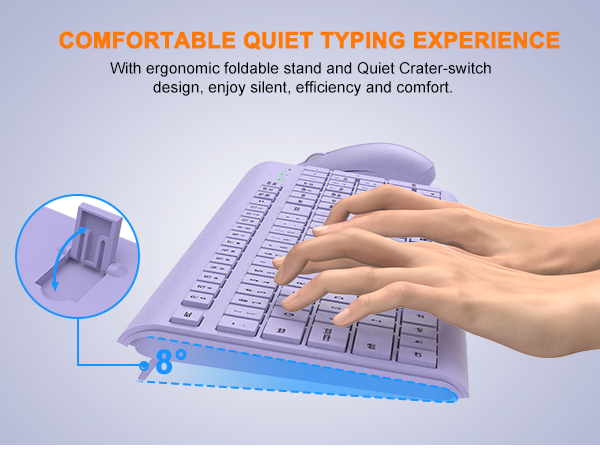 Wireless Keyboard and Mouse Combo, Full Size Silent Ergonomic Keyboard Mouse