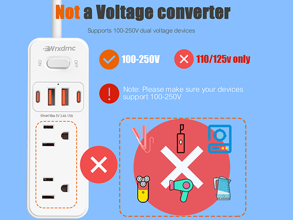 European Travel Plug Adapter, US to European Plug Adapter with 3 American Outlets &amp;amp; 4 USB
