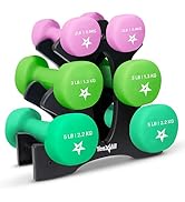 Yes4All Neoprene Coated Dumbbell Hand Weight Sets - Multiple Weight Options with Rack, Anti-roll,...
