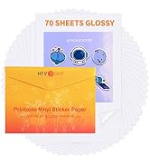 HTVRONT Printable Vinyl Sticker Paper - 70 Sheets Glossy Waterproof Sticker Paper for Inkjet Prin...